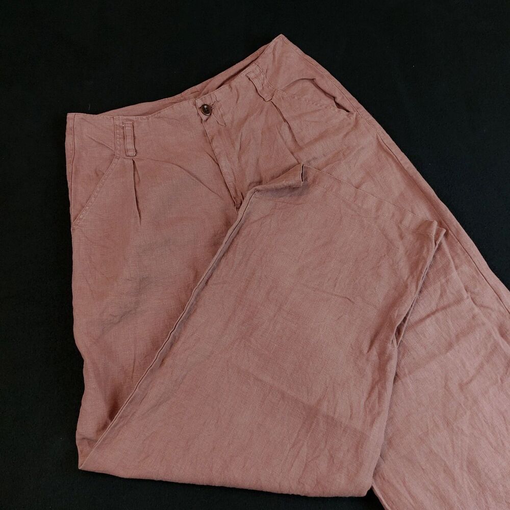 Wrap London 100% Linen Wide-Leg Trousers Women's US 8 (Fit 31x29) Mauve